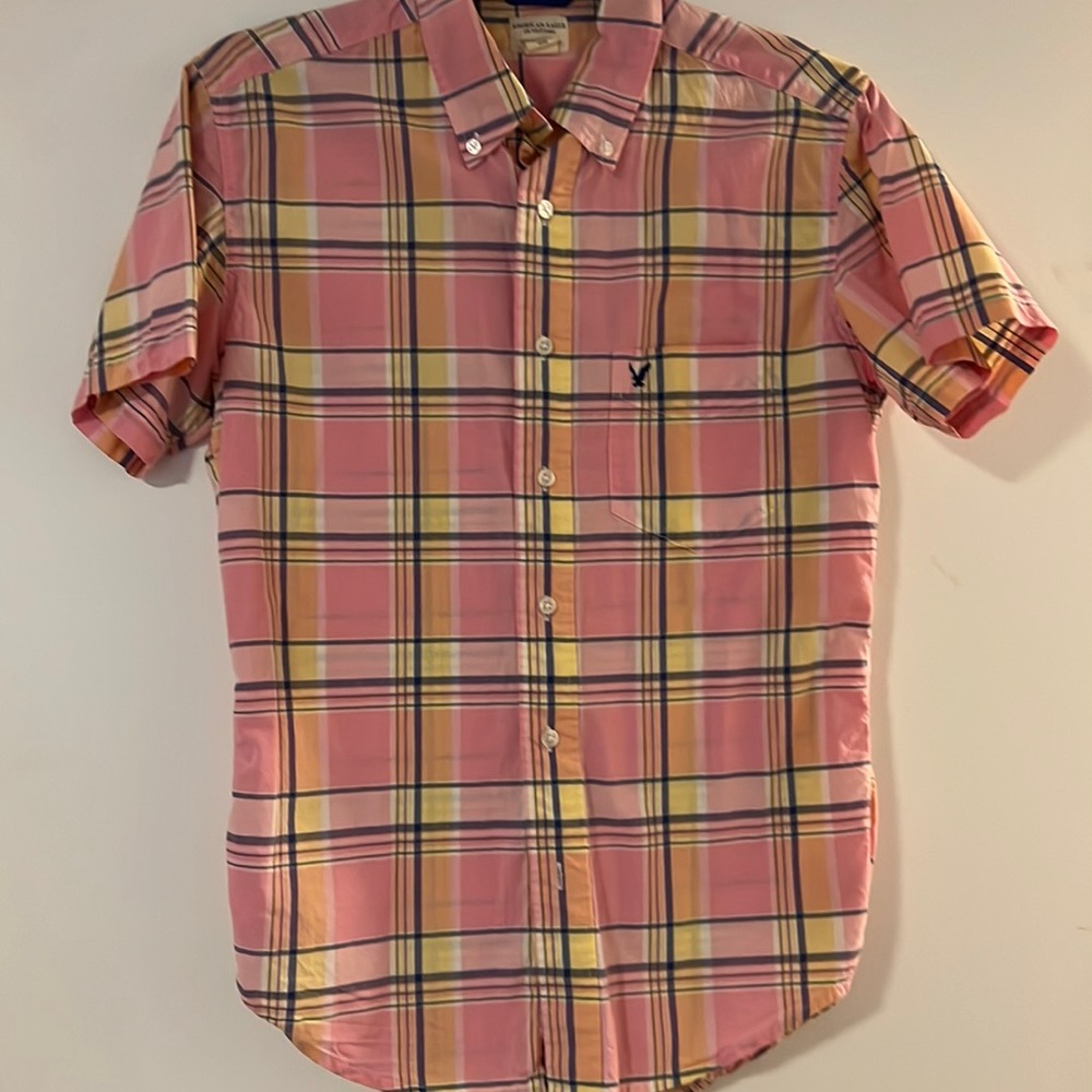 American Eagle men’s button down shirt sleeve shirt size slim XS
